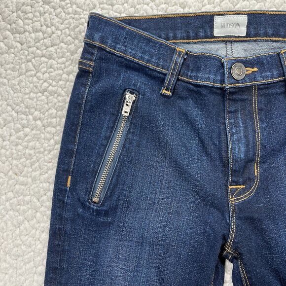 Hudson Moto Jeans Skinny Ankle Zip Pocket Dark Wash Denim Size 27 Y2K Streetwear - Picture 3 of 16
